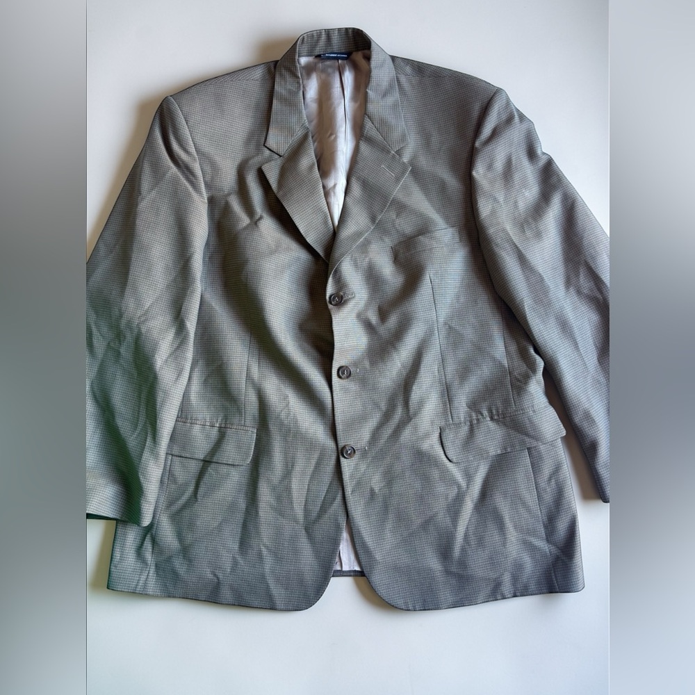 Vintage Wool Blazer Mens XL 46R Brown Check Jacket